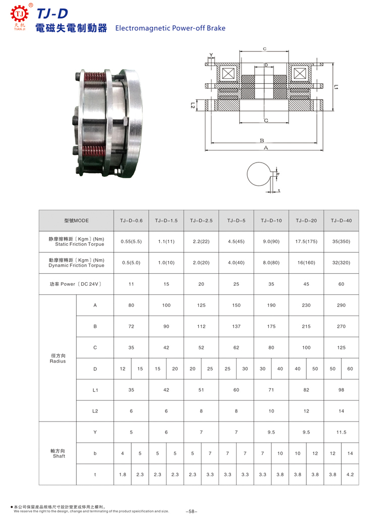 斷電剎車器型號選型參數